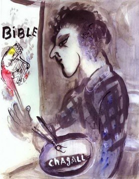 Marc Chagall Painting - Autorretrato con paleta contemporáneo Marc Chagall